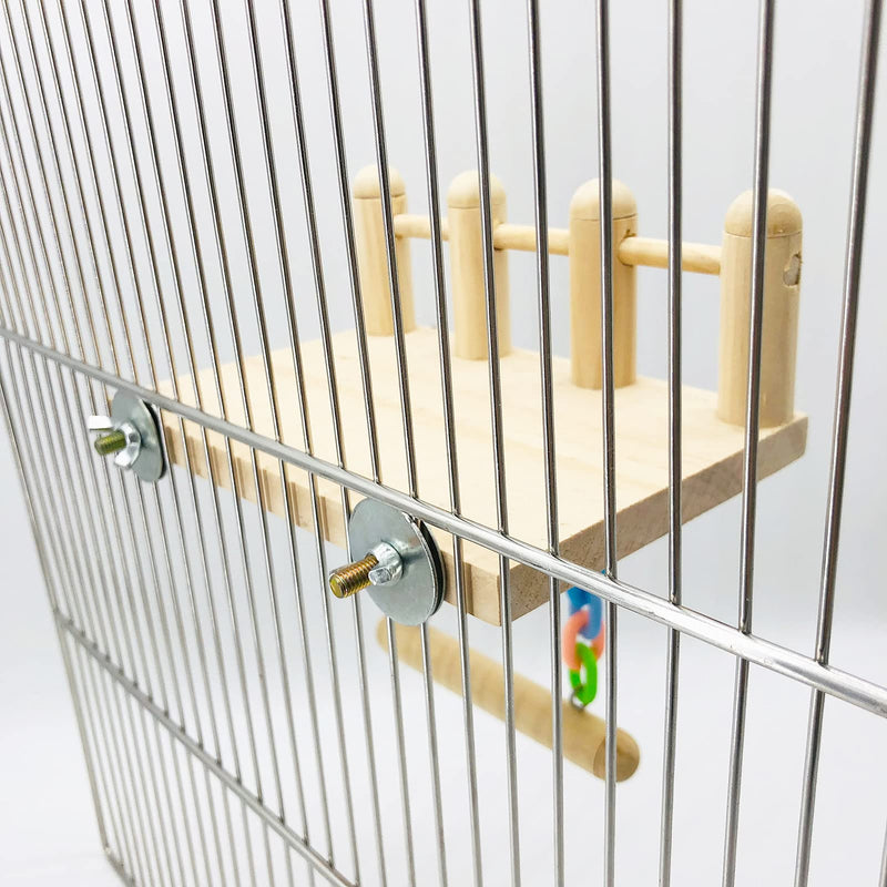 CAREUPET Bird Wooden Play Gyms Stands with Climbing Ladder and Acrylic Wood Swing for Green Cheeks, Lovebirds, Finches, Conures, Cockatiels, Parakeets, Bird Perches Cage Play Chewing Toys Set - PawsPlanet Australia