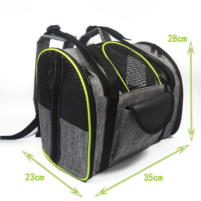 Xingsiyue Comfort Cat Backpack Dog Carrier Foldable Small Pet Carriers Mesh Ventilation Travel Transport Rucksack 35*23*28 cm / 13.7*9*11 inch Green - PawsPlanet Australia