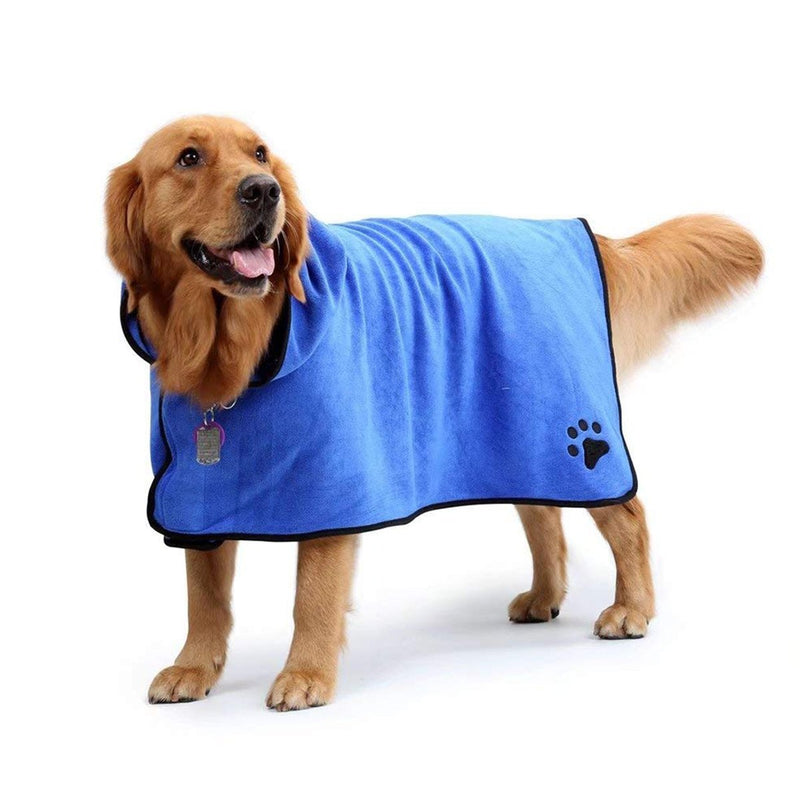 PETCUTE Dog Bathrobes Dog Robe Fast Drying Bathrobe for Dogs Microfiber dog towel Absorbent Dog Pajamas Small Medium Large Size M Blue - PawsPlanet Australia