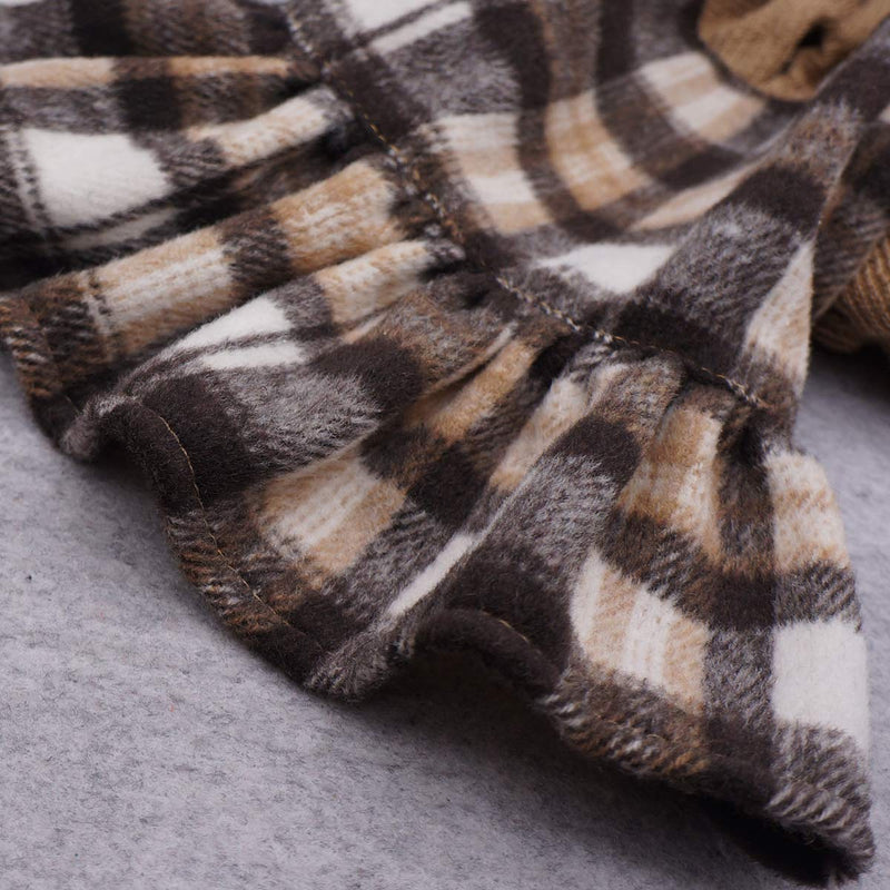 Fitwarm Knitted Plaid Dog Dress Hoodie Sweatshirts Pet Clothes Sweater Coats Cat Outfits XS Brown - PawsPlanet Australia