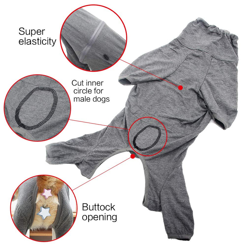 HEYWEAN Dog Surgical Recovery Suit for Dogs Long Sleeve Keep Dog from Licking Abdominal Wound Protector E-Collar Alternative After Surgery Wear Pet Supplier XX-Small (Pack of 1) Grey - PawsPlanet Australia