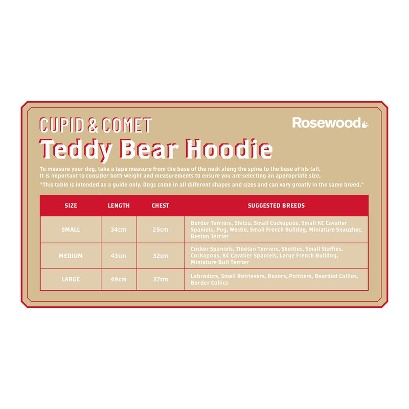 Rosewood Cupid and Comet Super Soft Small Teddy Bear Hoodie, Jumper for Dogs and Cats, Navy Blue, 54cm - PawsPlanet Australia