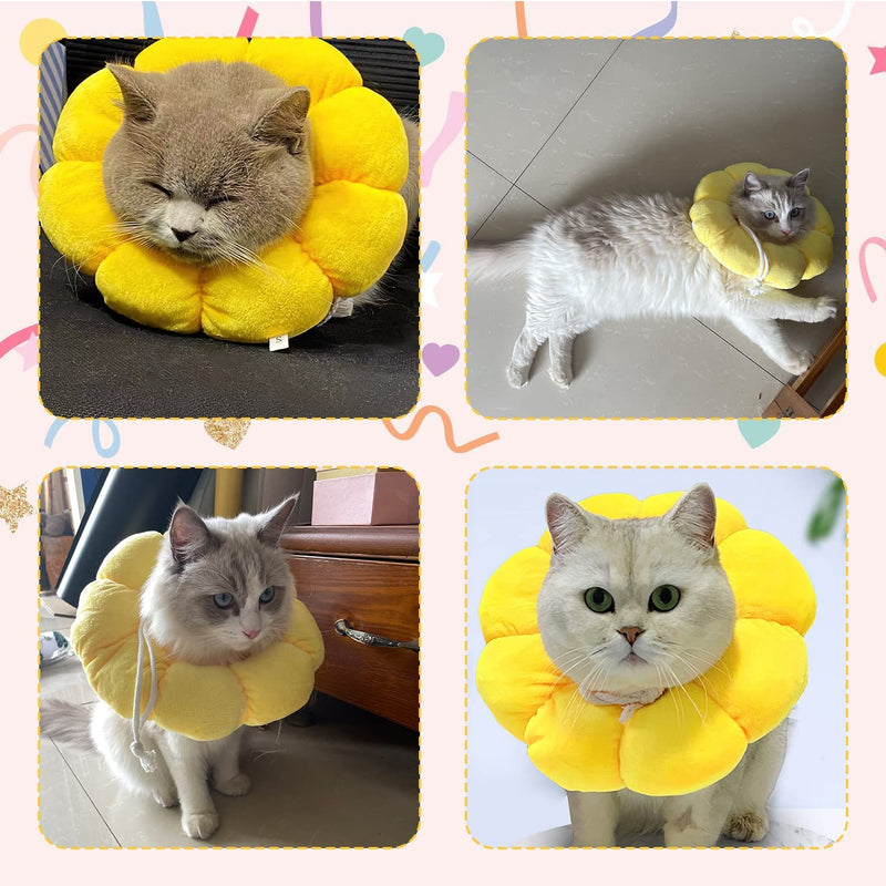IOSPKKIO® Cat Neck Brace, Adjustable Neck Brace Cat Collar for Cats Small Dogs After Surgery, Soft Sunflower Cat Recovery Collar Cone, M - PawsPlanet Australia