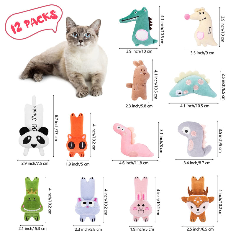 Tiibot 12 Pieces Catnip Toys Cat Toys for Indoor Cats Interactive Plush Cat Chew Toys Cat Pillow Toys for Cat Kitten Kitty Entertaining Playing Teeth Cleaning, 12 Styles - PawsPlanet Australia