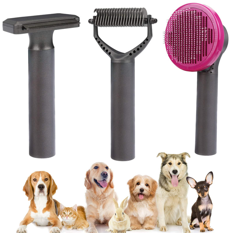 Idepet Dog Cat Pet Grooming Brush Kit,3 in 1 Pet Massage Beauty Comb Tools Hair Removal Kit For Long & Short Hair Dematting Shedding Tangles Remove Massage Beauty Pet Brush Kit - PawsPlanet Australia