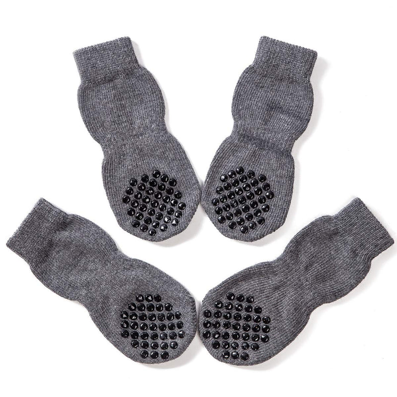 Akopawon 4 Pcs Anti-Slip Pet Dog Socks Cat socks Paw Protector Traction Control Socks for Indoor Wear, Pet Dog Cat Socks for Dog Cat with Rubber Reinforcement, Size S - 4XL Fit Dogs 1.0-36.0kg B-Grey L - PawsPlanet Australia