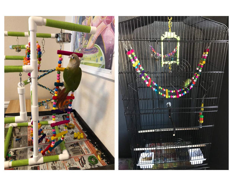 SCSpecial Bird Ladder Toys 27.6 Inch Coloured Flexible Parrot Swing Bridge Wooden Cockatiel Cage Hanging Climbing Ladder - PawsPlanet Australia