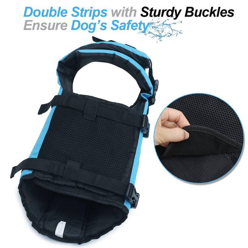 Vivaglory Dog Life Jackets with Extra Padding Pet Safety Vest for Dogs Lifesaver Preserver M:21-25 inch (Ribcage Girth) Blue - PawsPlanet Australia