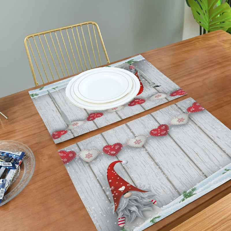 Christmas Gnome Placemats Kitchen Tables Mats Place Mats Set of 4 Heat Resistant for Xmas Holiday Table Decorations Pattern 11 - PawsPlanet Australia