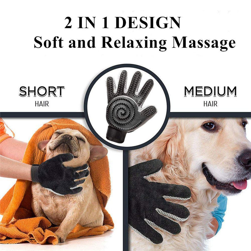 YOOUOOK [Upgraded Version] Pet Grooming Glove,Pet Hair Remover Glove, Pet Clean Massage Gloves,2 in 1 Massage Deshedding Glove Brush with Enhanced Five Finger Design-for Long & Short Fur(1Pcs) Black-New - PawsPlanet Australia