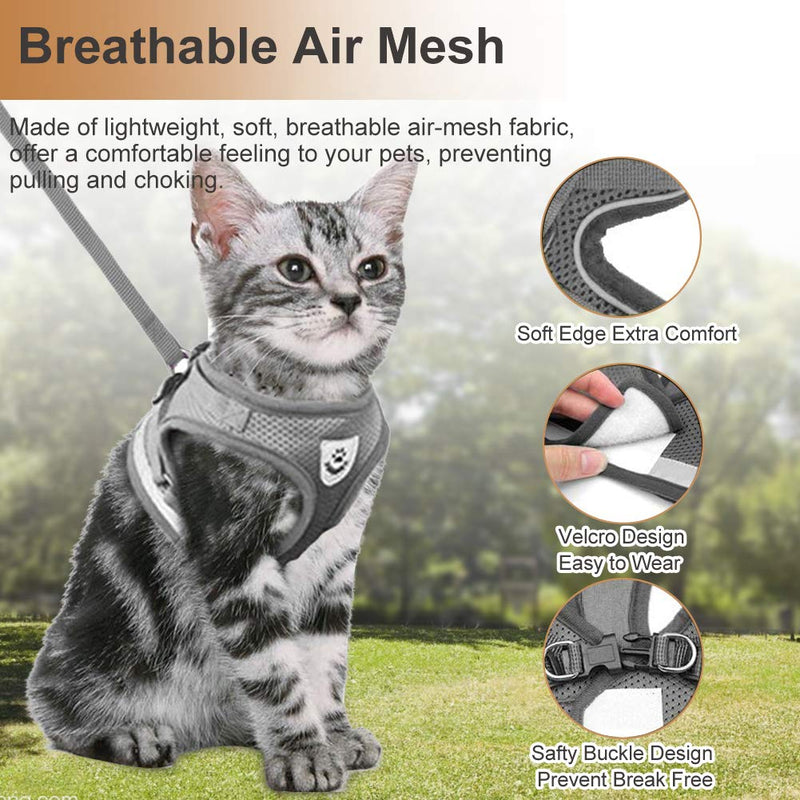 Toulifly Cat Harness, Kitten and Puppy Universal Harness with Leash Set, Escape Proof Soft Mesh Adjustable Vest Harnesses, Cat Vest Harness with Reflective Strap (S) S - PawsPlanet Australia