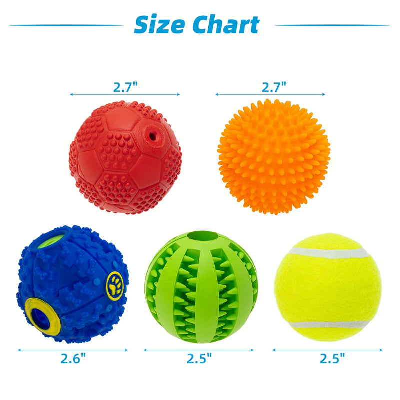 KOOLTAIL 5 Packs Interactive Dog Squeaky Ball Toys, Tennis Ball Toy, Food Treat Dispensing Toys, Rubber Puzzle Toy, for Small Medium Large Dogs - PawsPlanet Australia