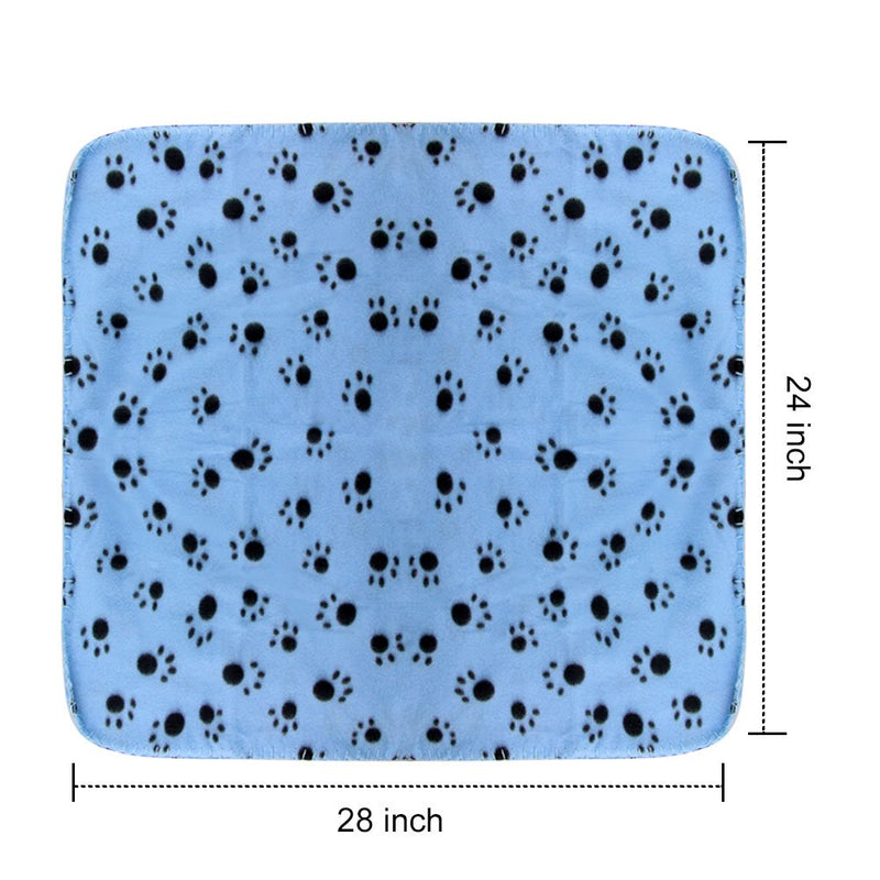 [Australia] - Eagmak Cute Dog Cat Fleece Blankets with Pet Paw Prints for Kitten Puppy and Small Animals Pack of 6 (Black, Brown, Blue, Grey, red and White) 