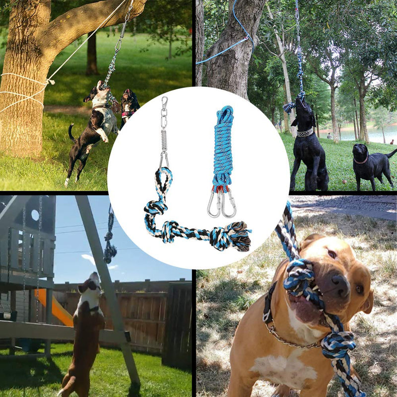 SAINUOD Spring Pole Dog Rope Toys, Strong Dog Rope Toy with a Big Spring Pole Kit and a 16ft Rope for Dogs Outdoor Hanging Exercise Rope Pull & Tug of War Toy - PawsPlanet Australia