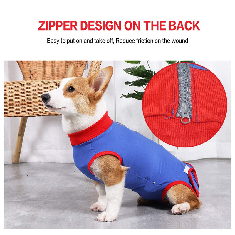 KADUNDI Dog Recovery Suit After Surgery,Pet Surgical Wear For Abdominal Wounds or Skin Diseases Prevent Licking Cone E-Collar Alternative,Bite Post-operative Clothing,M M Blue - PawsPlanet Australia