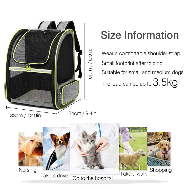 PETCUTE Cat Carrier Dog Backpack Expandable Pet Carrier Backpack Portable dog body carrier Breathable Cat Rucksack Mesh Window Reflective Strips Design For Carrying Puppy Dogs Cats Up to 3,5KG Black - PawsPlanet Australia