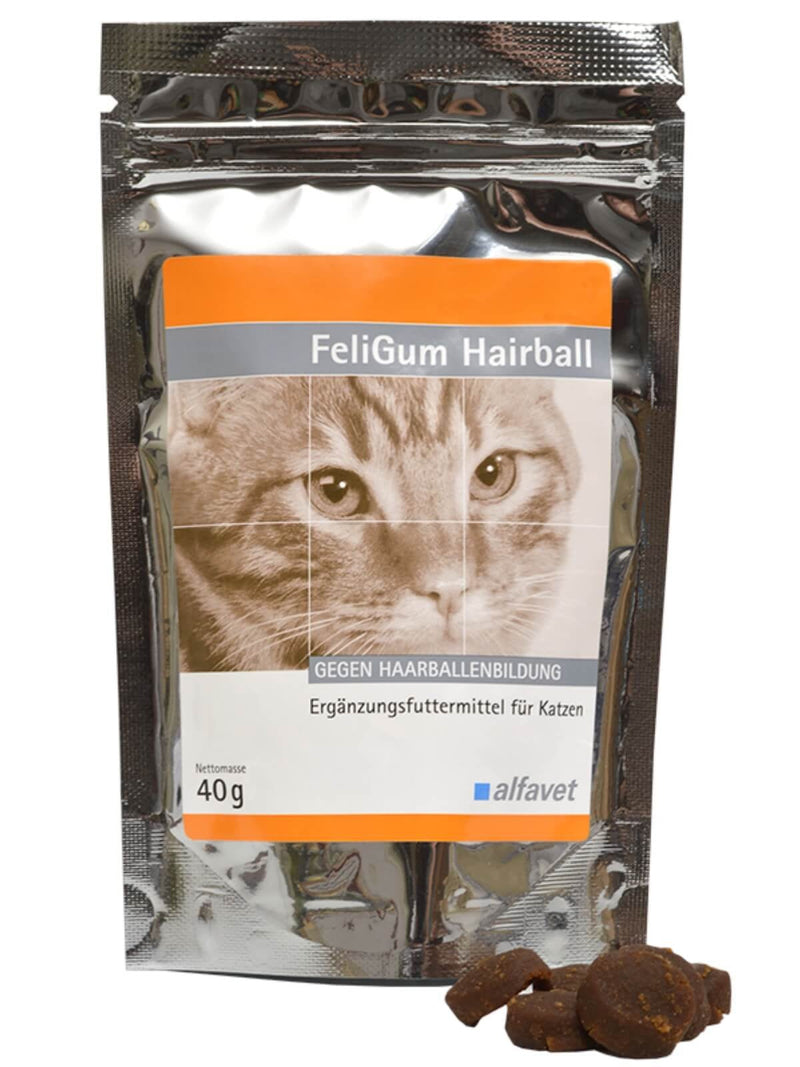 Alfavet FeliGum Hairball chewing drops against hairball formation, supplementary food for cats, chicken flavor, 40g bag - PawsPlanet Australia