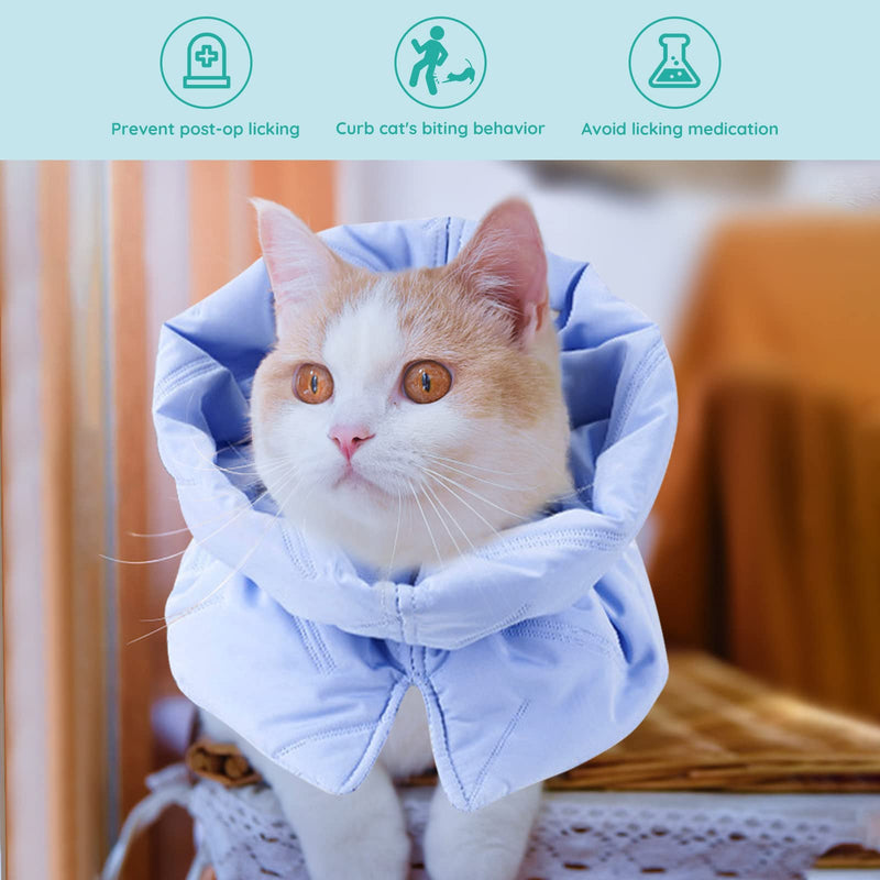 Cat Recovery Collar, Soft Adjustable Cat Cone Alternative, Lightweight Waterproof Fasteners Collars for Cats Kittens Puppies, After Surgery Stop Licking and Daily Use (Neck girt 6.3"-9.1") - PawsPlanet Australia