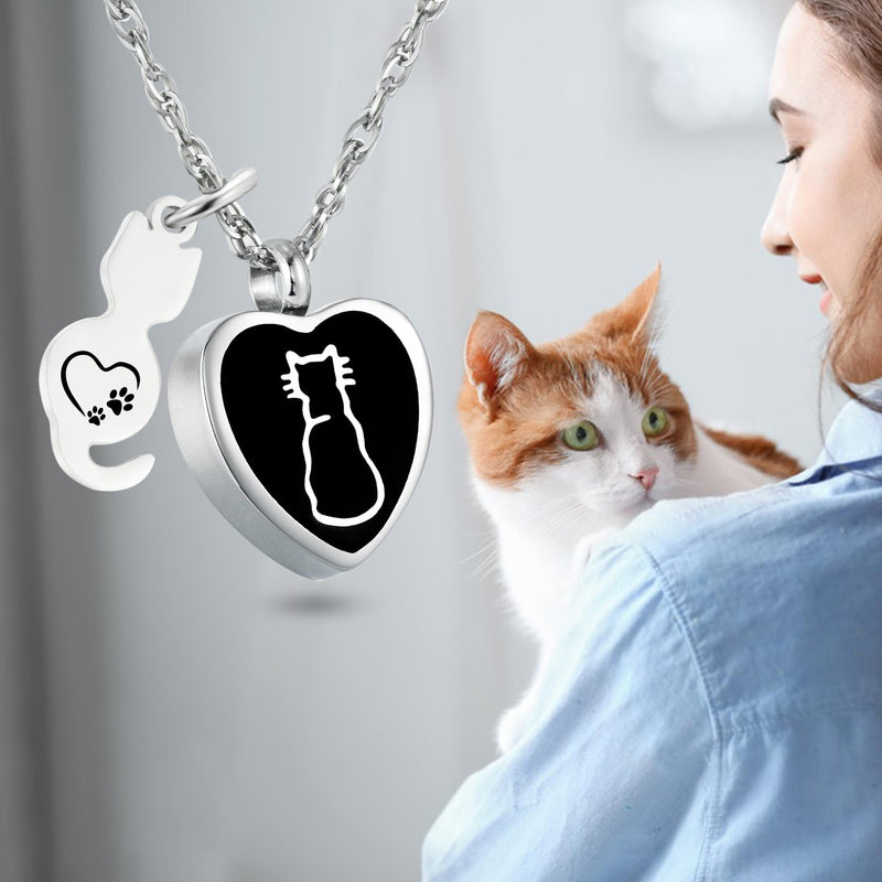 Heart Urn Necklace for Ashes Cat Cremation Necklace Pet Keepsake Fur Pendant Ashes Necklace Memorial Locket Ashes Holder - PawsPlanet Australia