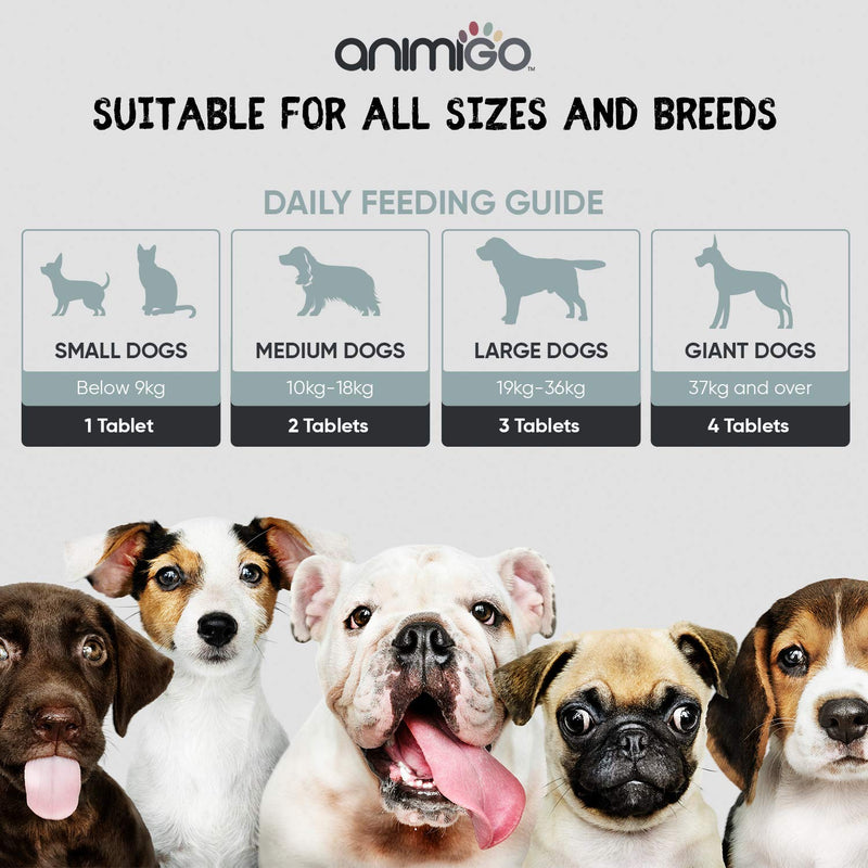 Animigo Probiotics For Dogs - 120 Chicken Flavour Probiotic Tablets - Digestive Enzyme Supplement - Natural Stomach Settler For Dogs - Dog Digestive Support - 7 Billion CFU Bacteria - Made In UK - PawsPlanet Australia