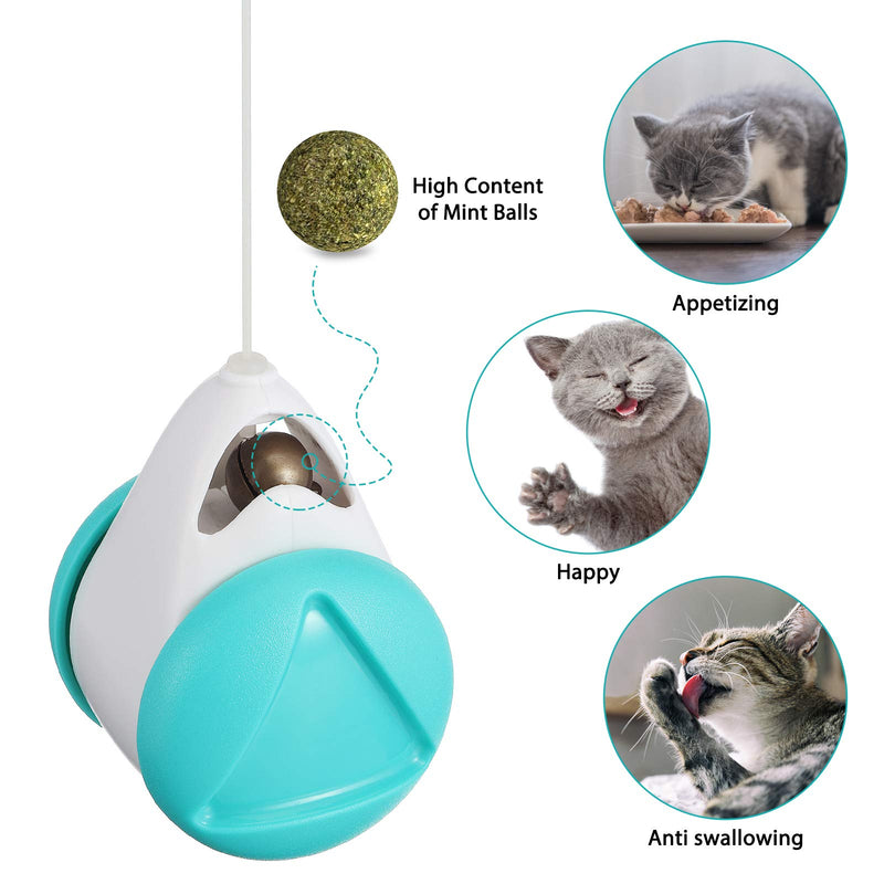 [Australia] - Kadell Cat Toys for Indoor, Cats Interactive Roller Toy with Feather Ball Catnip Balance Cat Chasing Exercise Puzzle Toy for Kitten Blue 