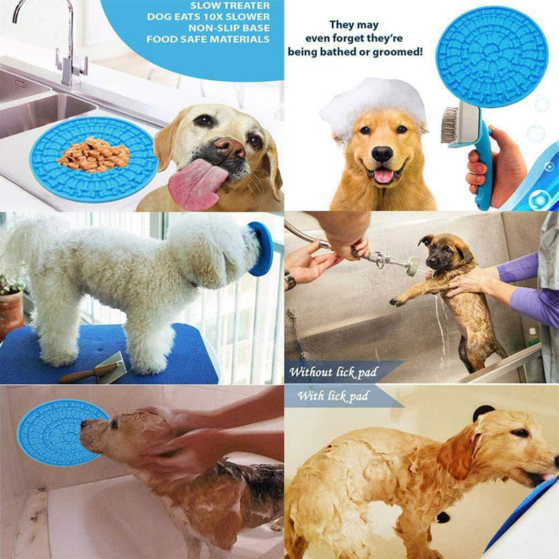 Amasawa Dog Licking Pad,Silicone Slow Feeder Lick Mat,Dog Bath Lick Mat with Suction Slow Feeder,Used for Bath Cosmetic Training (Blue) - PawsPlanet Australia