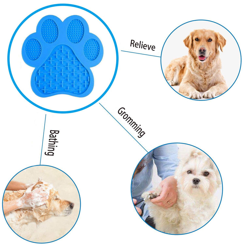 [Australia] - Uspace Dog Cat Lick Pad Peanut Butter Slow Feeder Dog Bowls Pet Dispensing Treat Mat Suctions to Wall for Bathing,Grooming,and Training … Blue 