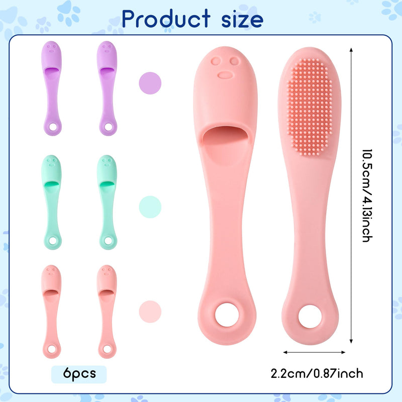 Silicone Toothbrush for Pets Pack of 6 Dog Toothbrush Reusable Pet Finger Toothbrush Long Handle Cat Dog Toothbrush for Small Dogs Cats Dental Care 10x2.5cm - PawsPlanet Australia