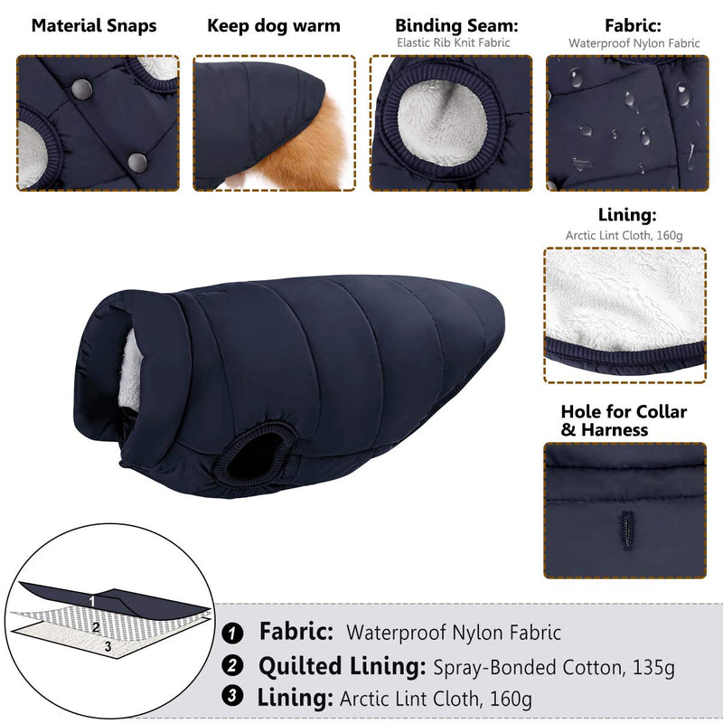 [Australia] - ASENKU Windproof Dog Winter Coat Waterproof Dog Jacket Warm Dog Vest Cold Weather Pet Apparel with 2 Layers Fleece Lined for Small Medium Large Dogs XL: Chest 20-22.8", Length 16.5" Blue 