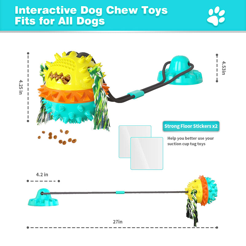 Dog Toys for Aggressive Chewers Suction Cup Tug of War Interactive Puzzle Dogs Toy Indestructible Chew Squeaky Rope Toys for Small Medium Large Dogs with Teeth Cleaning and Food Dispensing Features - PawsPlanet Australia