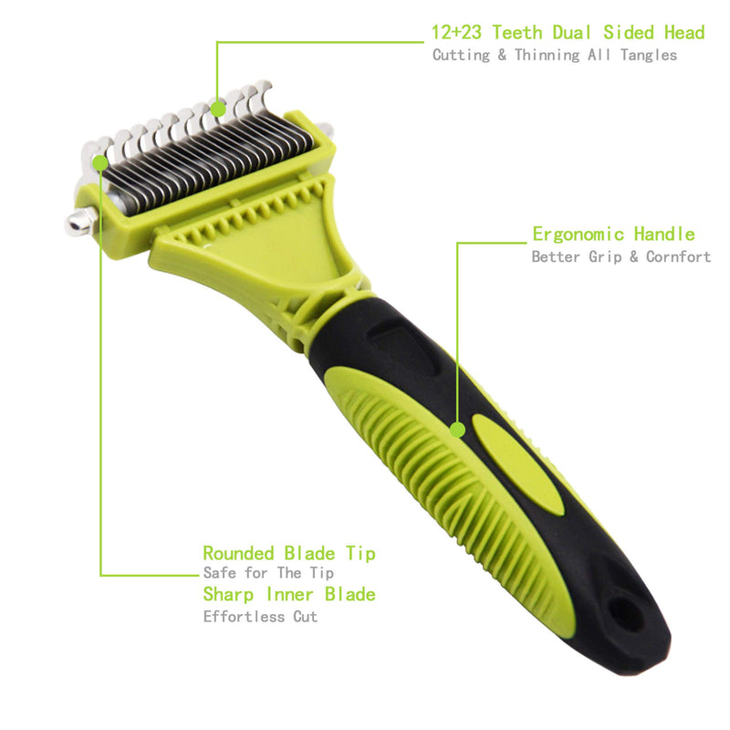Dog Dematting Comb, Coat King Rake Pet Undercoat Rake Double Sided Blade Rake Comb Grooming Comb for Dogs and Cats Removes Loose Undercoat, Knots, Mats and Tangled Hair - PawsPlanet Australia