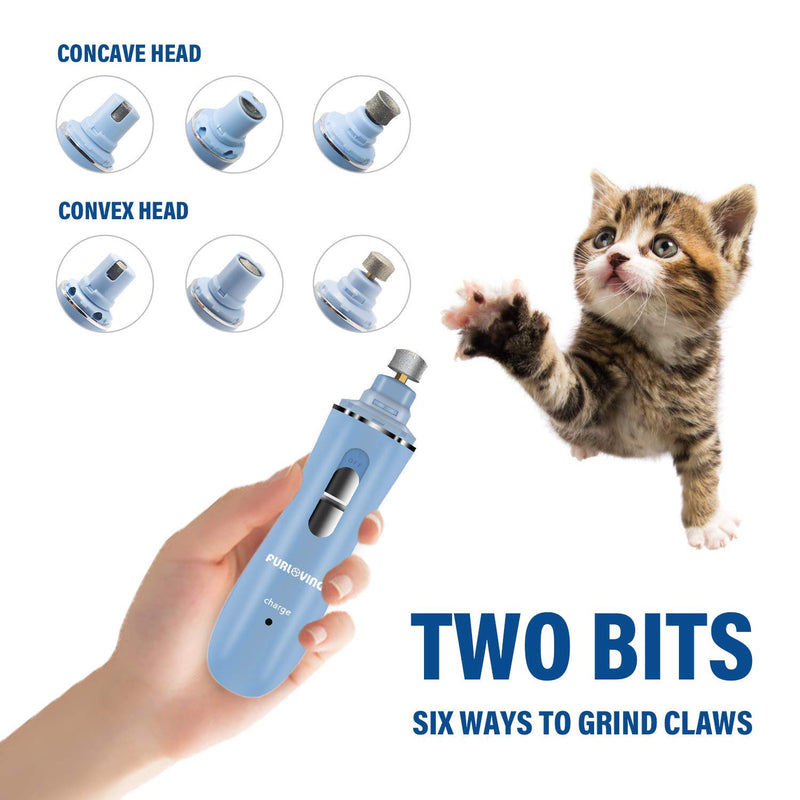 Furloving Pet Nail Grinder for Cats and Small Dogs, with 3 grind ports, 2 speed setting,50 DB Ultra Quiet Electric with USB Plug, Nail Scissors and File(Light Blue) - PawsPlanet Australia