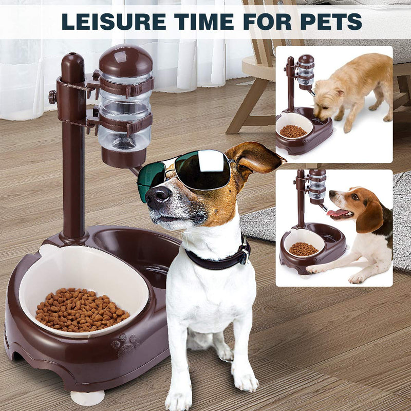 [Australia] - Pet Standing Water Dispenser Bowl- Multifunctional Automatic,Feeder for Dog and Cat Height Adjustable 450ml Water Bottle,Automatic Standing Water Dispenser, Detachable Pole Self-Feeder Whole Feeding Set 