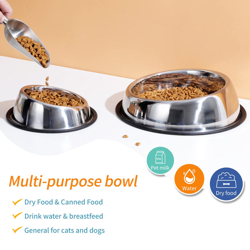 Nicelock Stainless Steel Slanted Dog Bowl(1 Pack), Removable Non-Slip Rubber Ring, Stackable Pet Bowls Feeder & Water Dish Small-12OZ/1.5Cup - PawsPlanet Australia