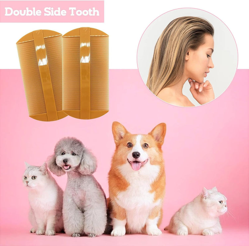 Fine-toothed head lice comb, 4 pieces flea comb for cats and dogs, durable double-sided nit combs, lice comb, nit comb, plastic for children, adults, pets - PawsPlanet Australia
