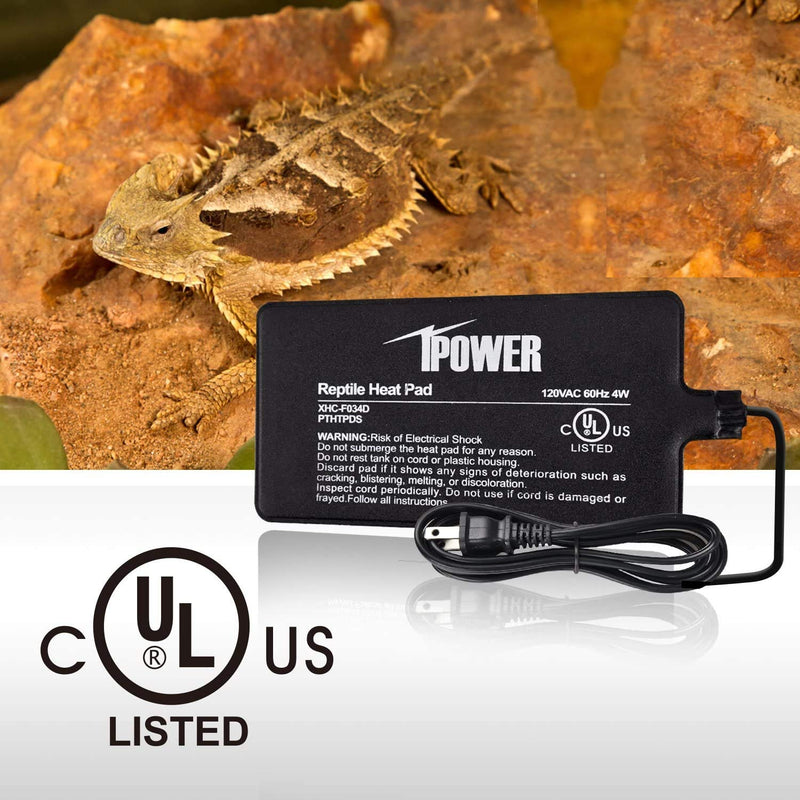 iPower 4"" x 7"" Reptile Heat Mat Under Tank Heater Terrarium Heating Pad for Amphibians and Reptiles Pet, Digital Thermometer and Hygrometer, with Humidity Probe, Black - PawsPlanet Australia