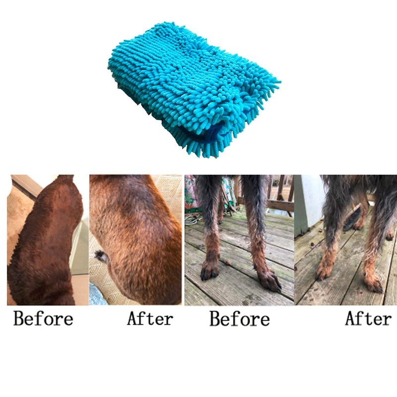 [Australia] - Furfox Absorbent Dog Towel, Microfiber Quick Drying Towel Machine Washable with Hand Pockets Pet Towel for Medium Large Dog 35 x 15'' Blue 