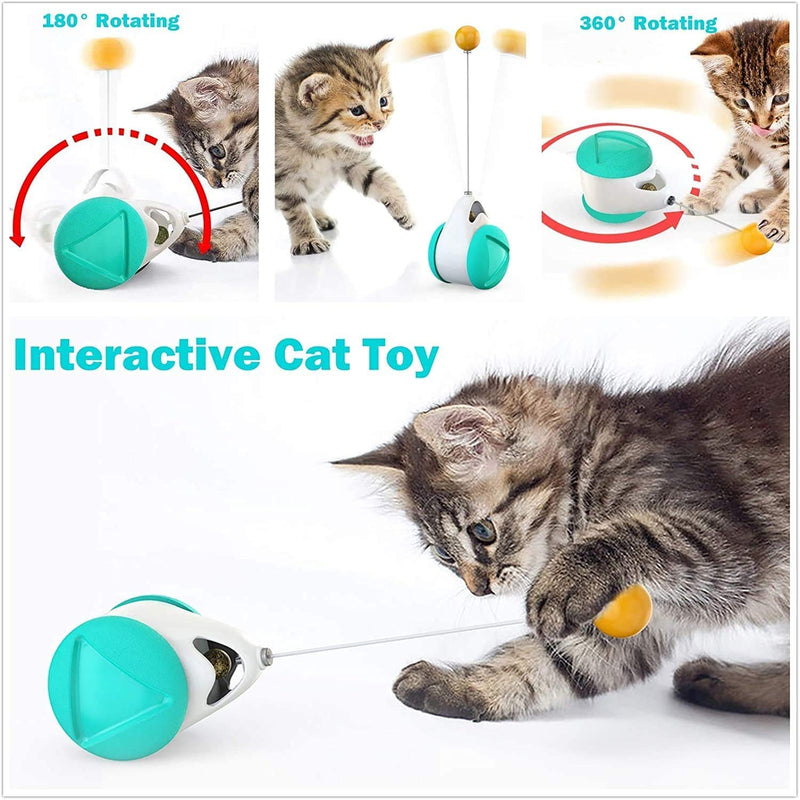 BLUK Interactive Cat Toys Cat Feather Toys for Indoor Cats,Cat Balance Swing Car Cat Chase Toys,Self Rotating Ball Roller Catnip Pet Toy for Kitten Kitty Entertainment Hunting Exercise,Blue Blue - PawsPlanet Australia