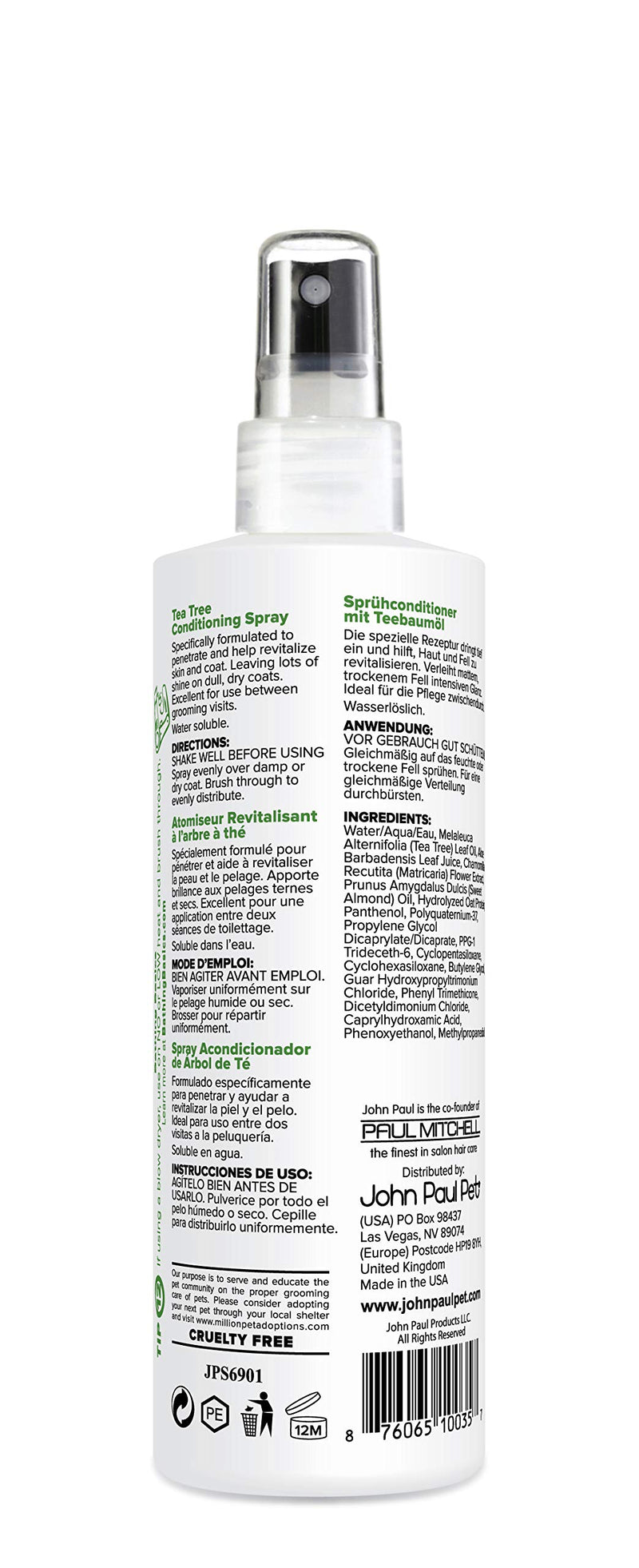 [Australia] - John Paul Pet Tea Tree Conditioning Spray for Dogs and Cats, Soothes and Conditions, 8-Ounce 