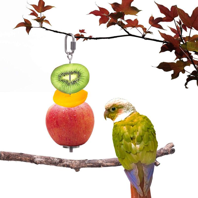 QBLEEV Bird Food Holder, Bird Feeders, Stainless Steel Parrot Fruit Vegetable Stick Holder, Foraging Toy, Bird Treat Skewer 2 Pack - PawsPlanet Australia