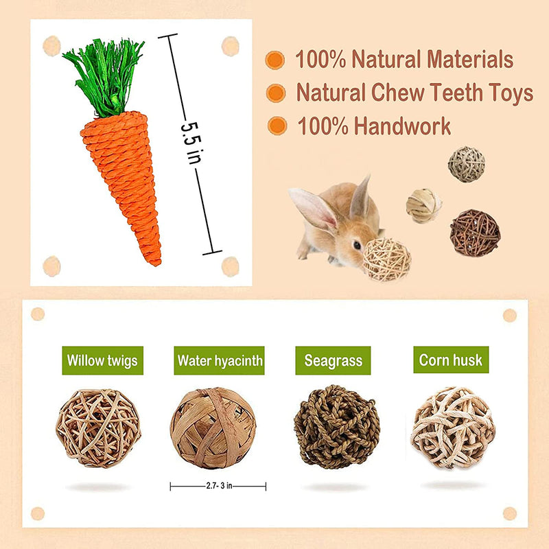 WoLover Small Animals Activity Play Willow Balls Rolling Chew Toys & Gnawing Treats, Pet Balls Carrot Toys for Rabbits, Hamsters, Chinchillas, Bunny, Guinea Pigs - Pet Cage Entertainment Accessories - PawsPlanet Australia