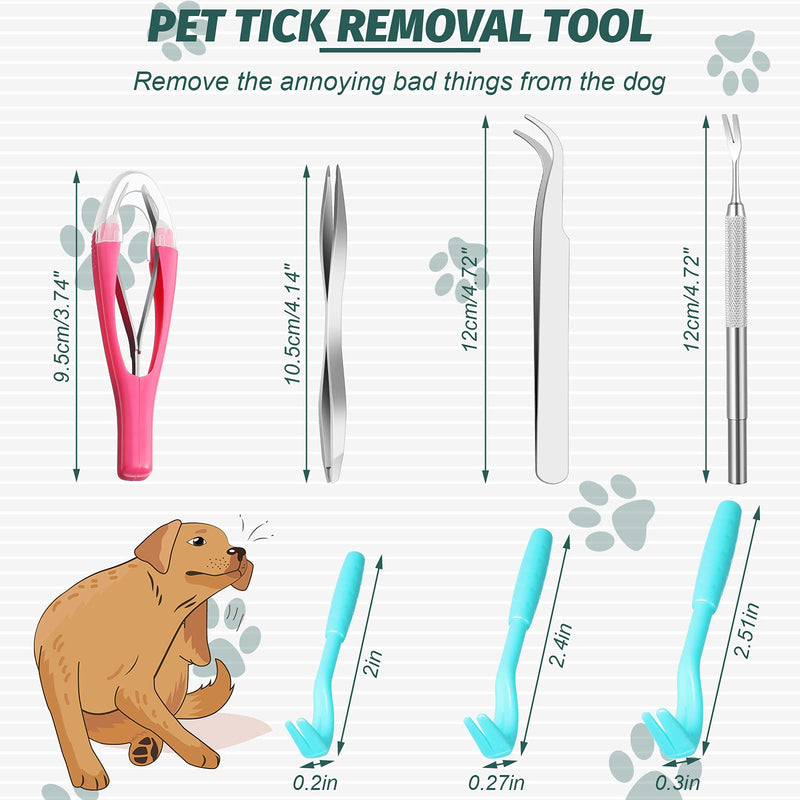 17 Pieces Tick Removal Kit Including 7 Tick Remover Hook Tweezers and 10 Reusable Tubes Stainless Steel Plastic Removers for Cats Dogs Pets Humans - PawsPlanet Australia