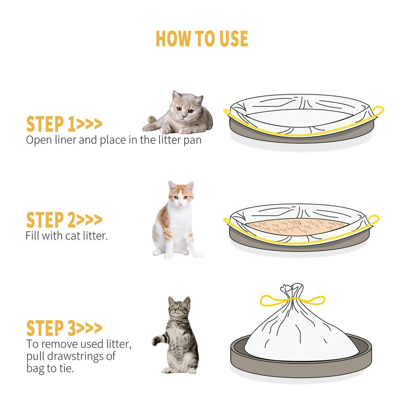KONE Cat Litter Box Liners, 14 Count Jumbo Extra Durable Large Drawstring Kitty Litter Pan Bags Cat Waste Litter Bags Pet Cat Supplies (36" x 18") - PawsPlanet Australia