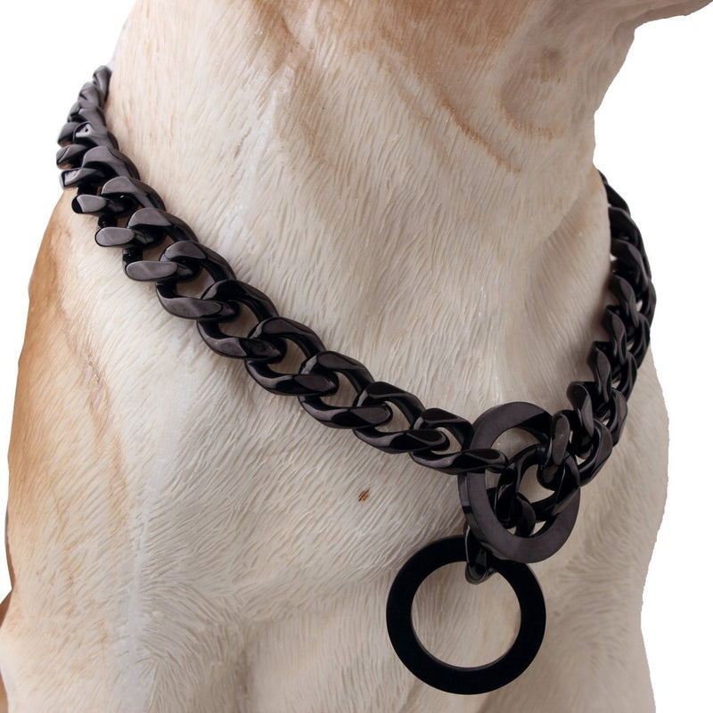 [Australia] - GZMZC 12/15/19mm Strong Black Stainless Steel Curb Chains Dog Pet Choker Collars Necklace 12-36inch 15mm width 22" recommend dog's neck:18" 