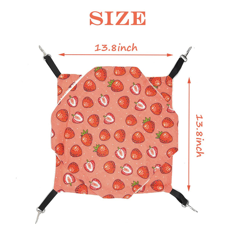 LEFTSTARER Pet Small Animal Hanging Hammock Ferret Bunkbed Hammock Cage Toy for Hamster Rat Sugar Glider Parrot Guinea Pig Hideout Play Sleep Strawberry - PawsPlanet Australia