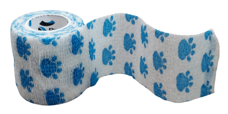 PintoMed- 6 DOG BLUE PAW Cohesive Bandage Stretched 6 Rolls x 5cm x 4.5m Self-adhesive Flexible Bandages, Professional Quality, First Aid Sports Wrap Bandages - Pack of 6 - PawsPlanet Australia