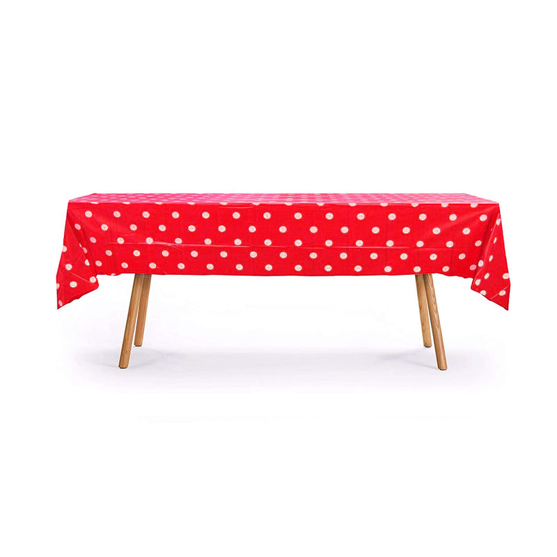 6 CT Premuim 54x108 inch Rectangle Plastic Tablecloth Waterproof Disposable Party Event Decoration Heavy Duty Table Cover(Red Polka Dot) Polka Dot Red - PawsPlanet Australia