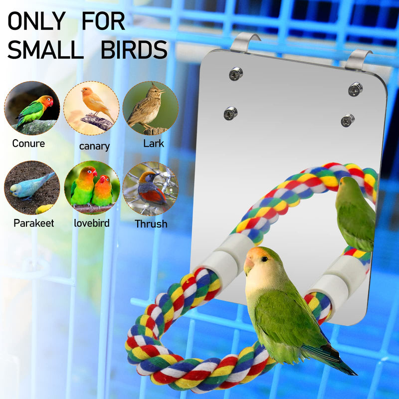 Mygeromon Bird Mirror Perches Rope for Cage Parrot/Budgies/Small Birds/Cockatiels/Parakeet Colorful Stand Toy - PawsPlanet Australia