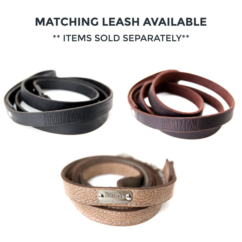 [Australia] - Mighty Paw Leather Dog Collar, Super Soft Distressed Leather- Premium Quality, Modern Stylish Look Large: 14.5 - 18 inches Brown 