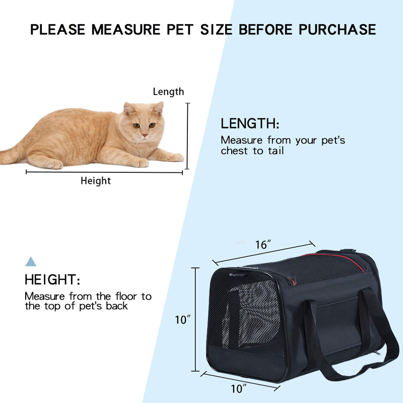 A4Pet Airline Approved Cat Carrier Expandable Dog Carriers, Soft-Sided Portable Pet Travel Washable Carrier for Kittens,Puppies,Rabbit,Hamsters S:16"×10"×10" Black - PawsPlanet Australia